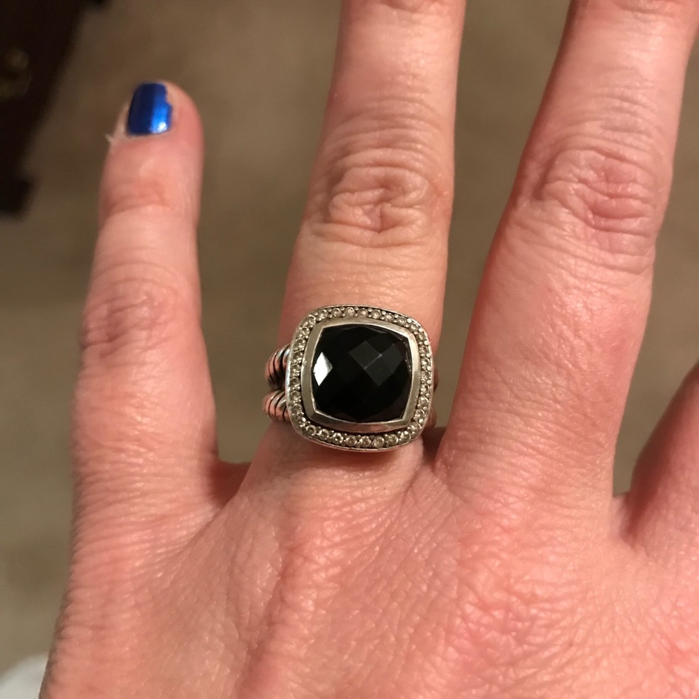 David Yurman Black Onyx diamond split ring